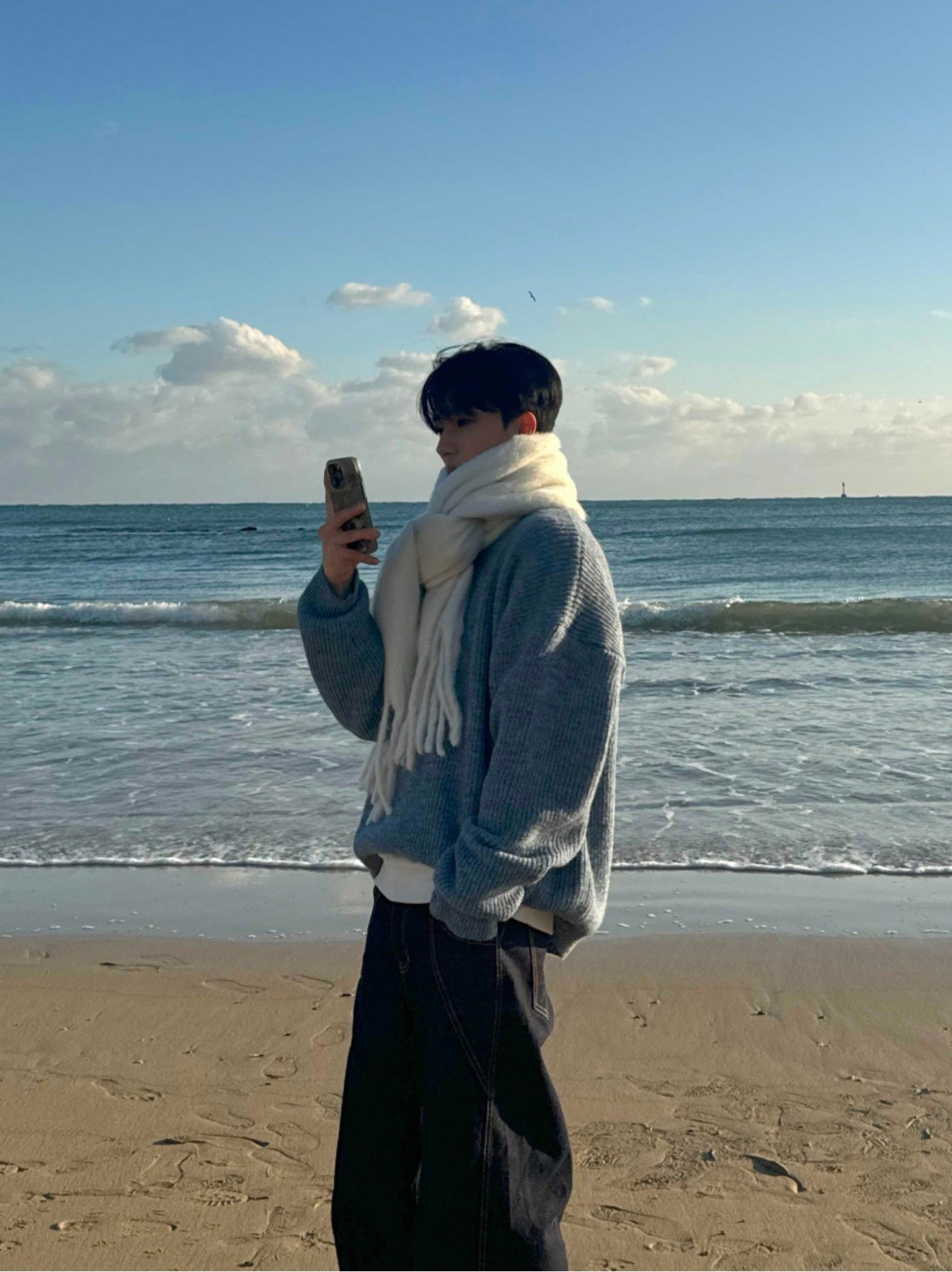 男友感Max！混色羊毛混紡寬鬆針織衫｜4色入