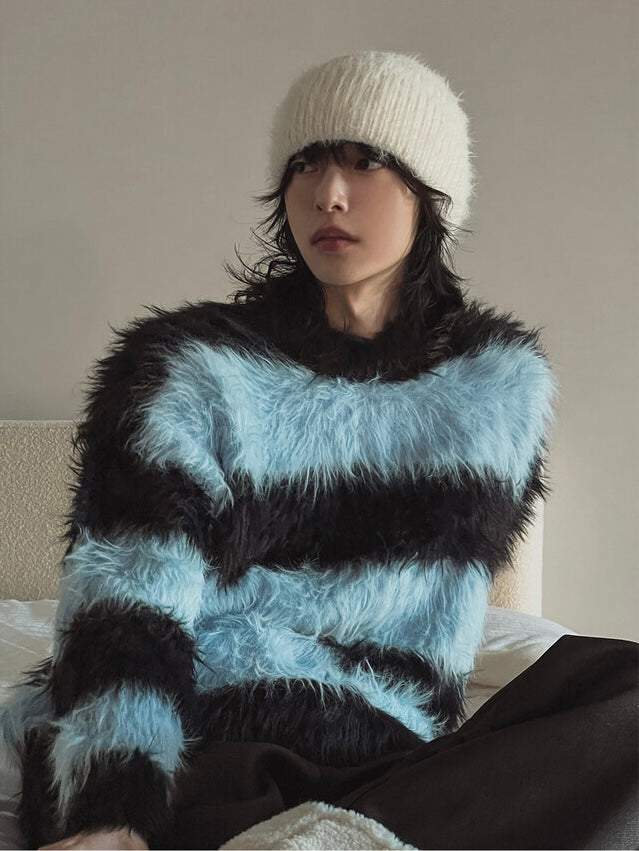 質量超好！簡約橫間馬海毛針織冷衫｜2色入