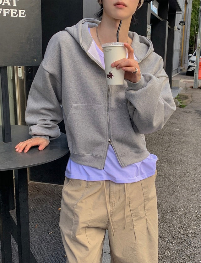 短款比例更好👍🏻基礎短款開胸衛衣｜3色入