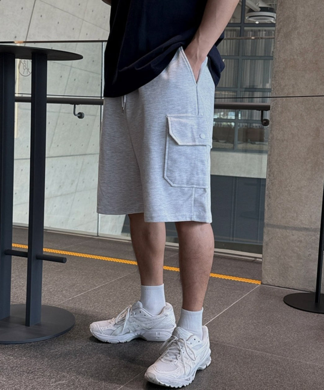 百搭休閒! 五分寬鬆側袋棉褲