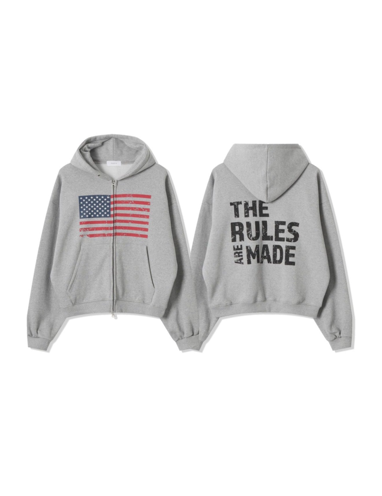 短版美國國旗印花雙頭拉鏈外套