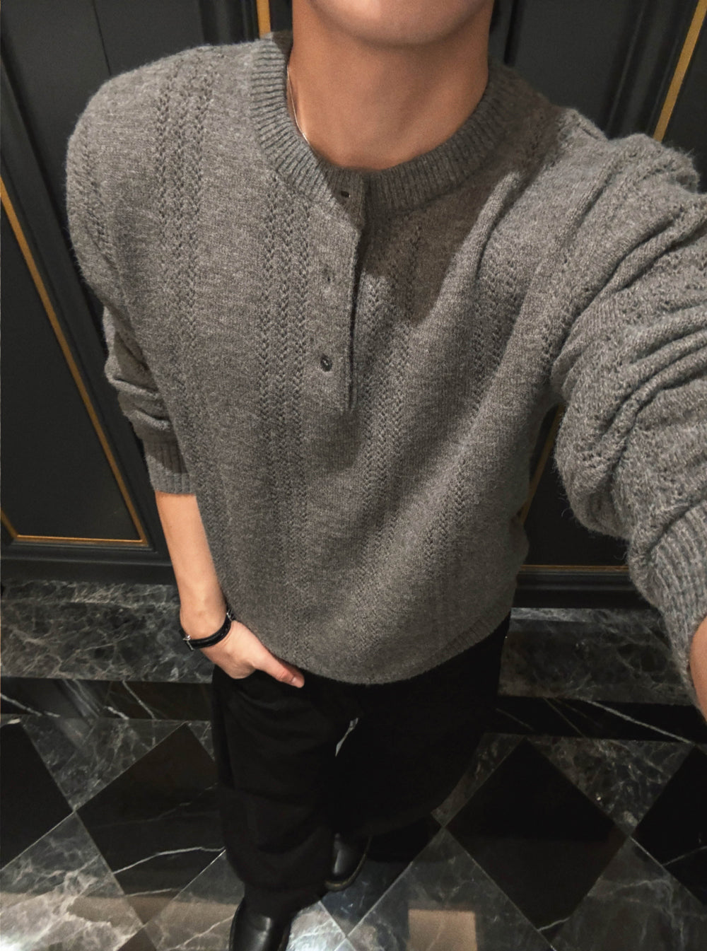 PREMIUM👑細麻花亨利領針織衫｜4色入