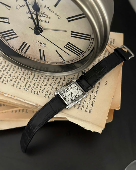 真牛皮！Staccato紳士風復古方盤手錶｜4色入