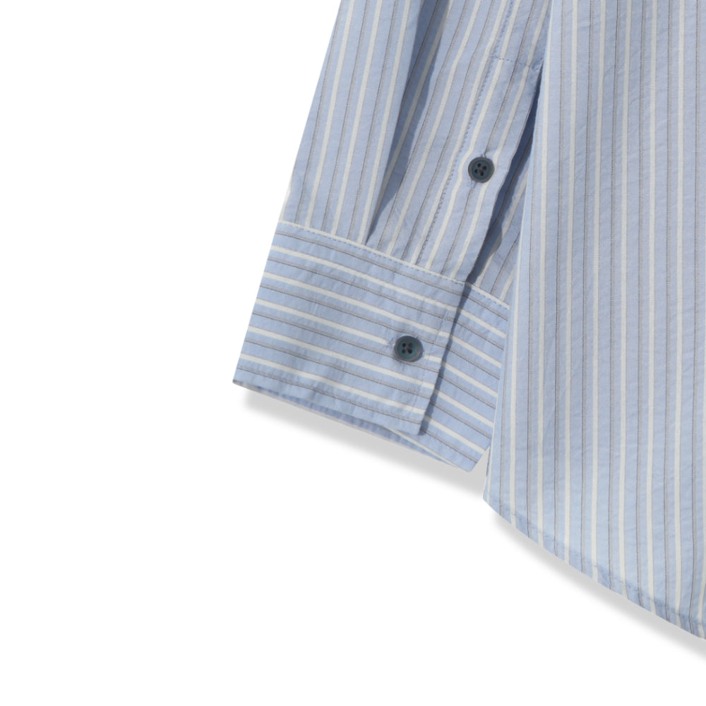 四季皆可穿！泡泡棉短款條紋恤衫｜3色入