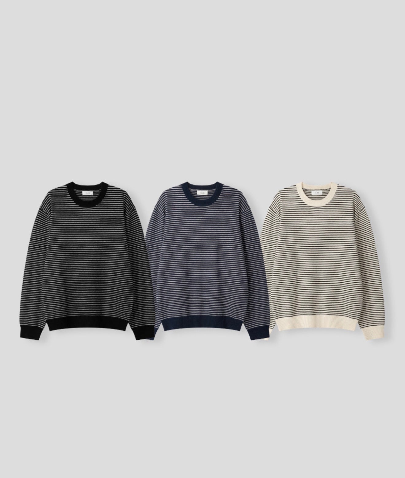 莫代爾圓領橫間針織衫｜3色入