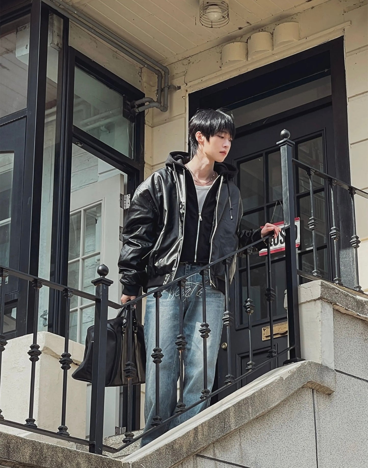 🔥店主推薦！型格假兩件連帽分層皮褸｜2色入