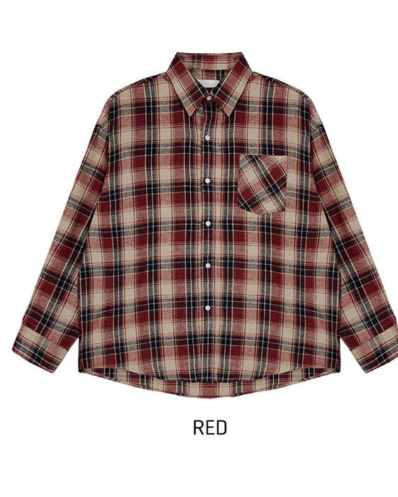 秋冬休閒格紋恤衫｜10色入