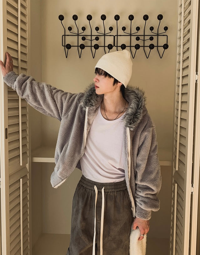 冬日暖笠笠☀️絨毛連帽拉鏈衛衣｜3色入