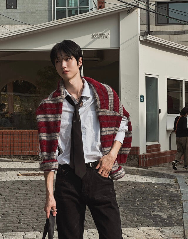 節日感Max！拼色橫間開胸針織外套｜2色入