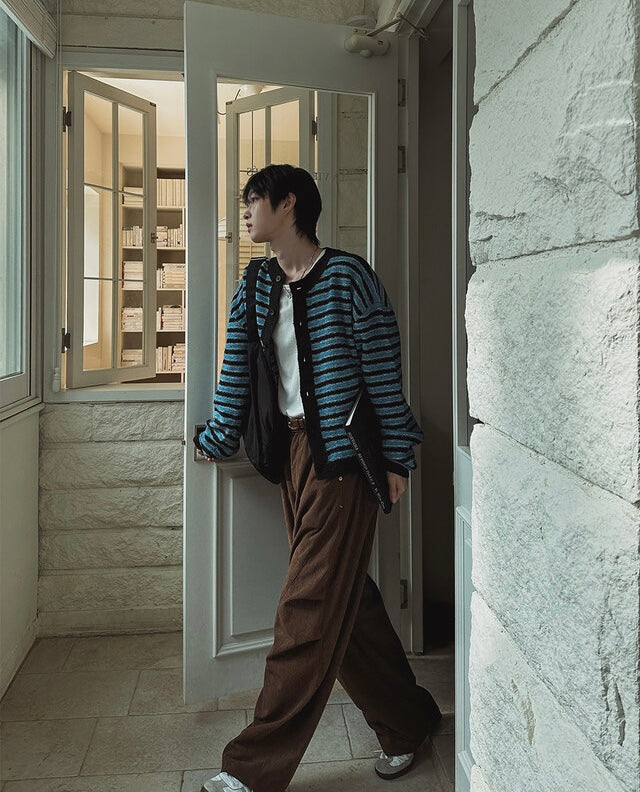 軟糯手感！短款橫間開胸針織外套｜2色入