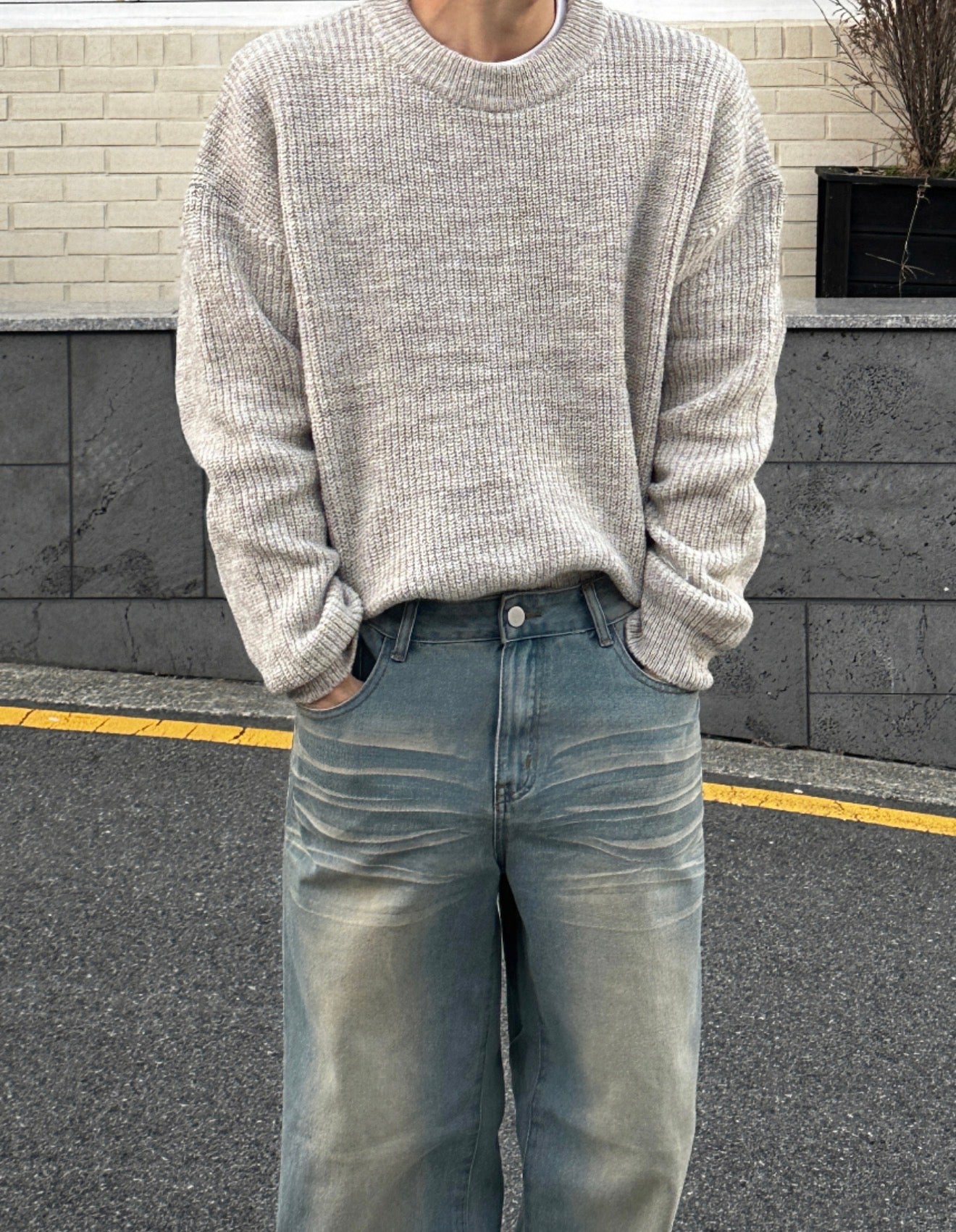 男友感Max！混色羊毛混紡寬鬆針織衫｜4色入