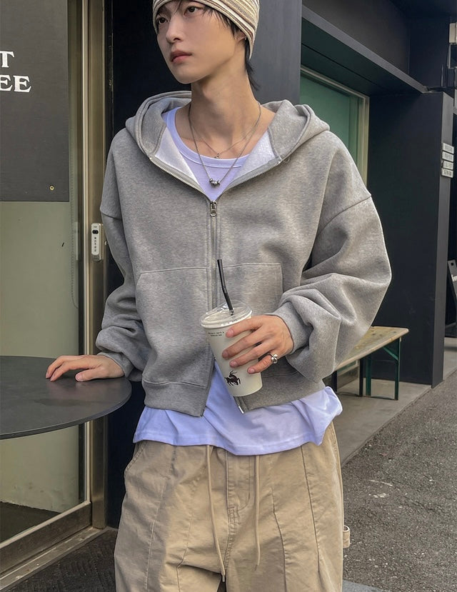 短款比例更好👍🏻基礎短款開胸衛衣｜3色入