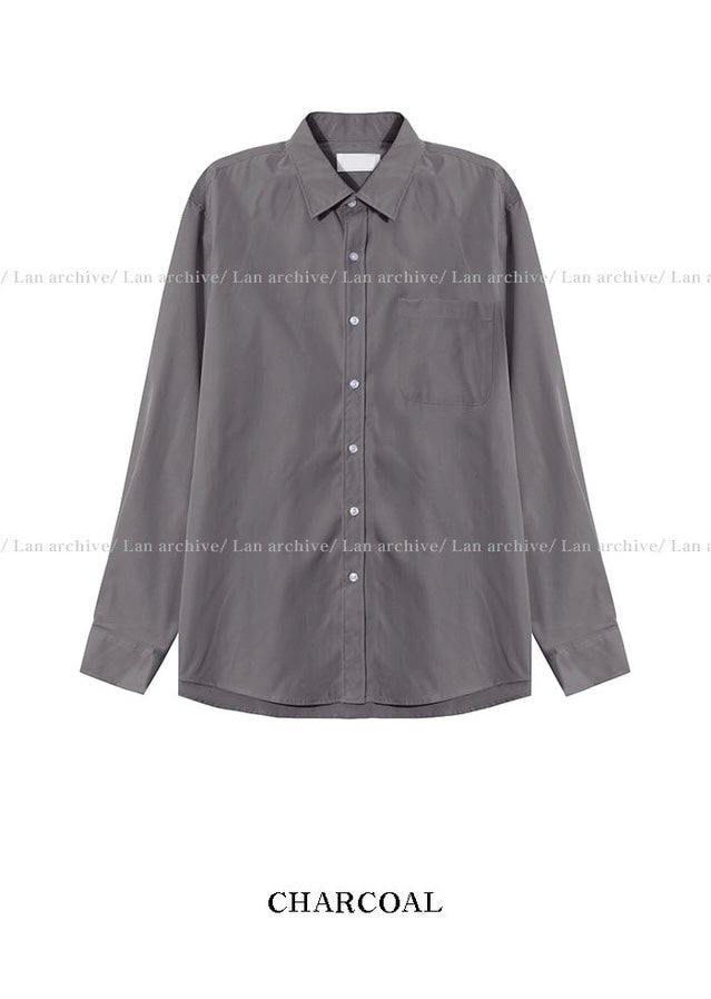 回饋價🧧韓製Pocket口袋基礎款長袖恤衫｜15色入