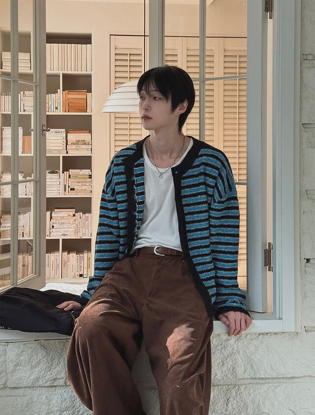 軟糯手感！短款橫間開胸針織外套｜2色入