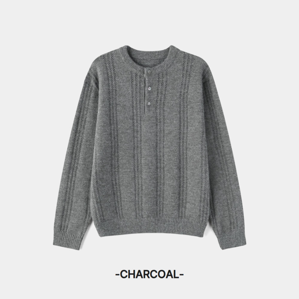 PREMIUM👑細麻花亨利領針織衫｜4色入