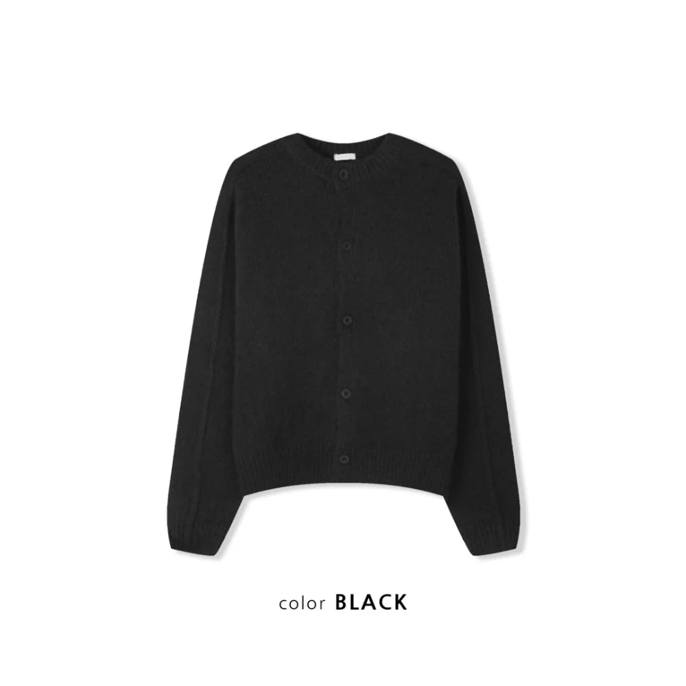 立體剪裁顯肩闊💪🏻圓領短款開胸針織衫｜6色入