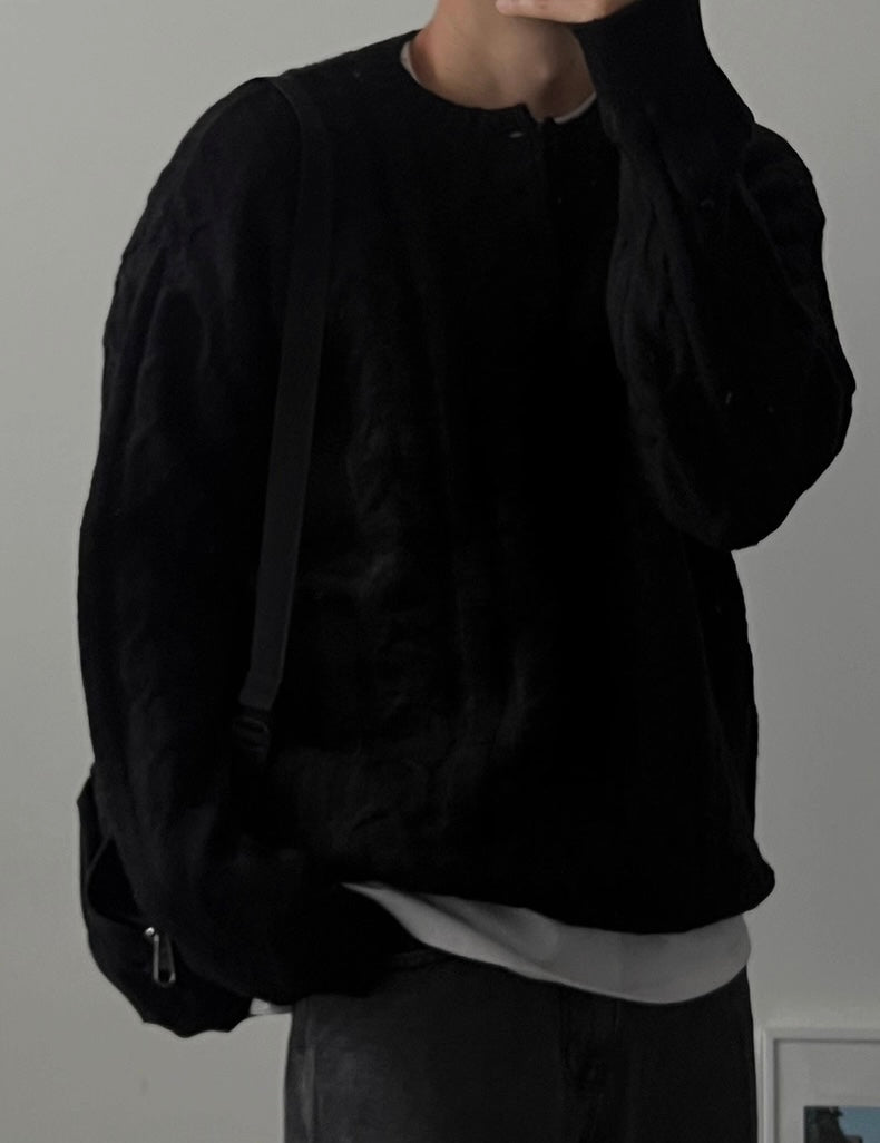 （紳士風上衣）亨利領立體麻花針織冷衫｜4色入