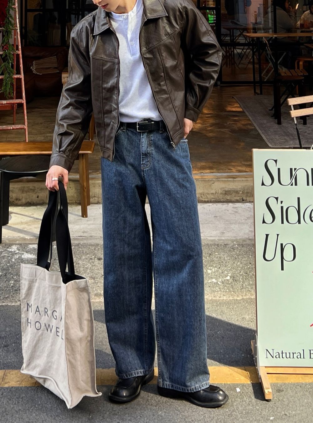 低調光澤感！植物性純素寬鬆短皮褸｜2色入