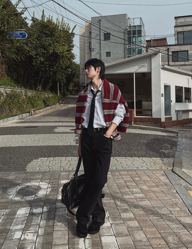 節日感Max！拼色橫間開胸針織外套｜2色入