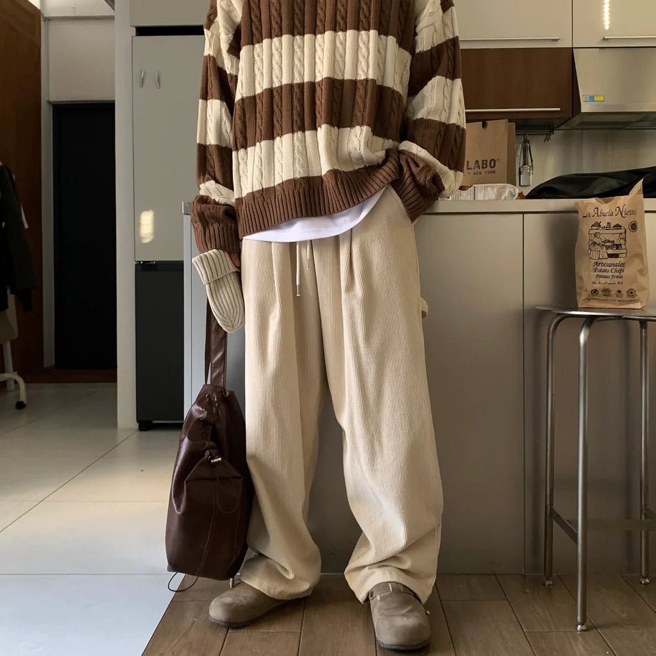 麻花紋拼色間條針織衫