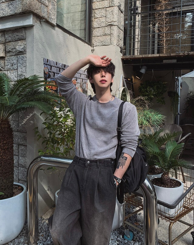 秋冬必備🍂細坑紋長袖TEE｜4色入