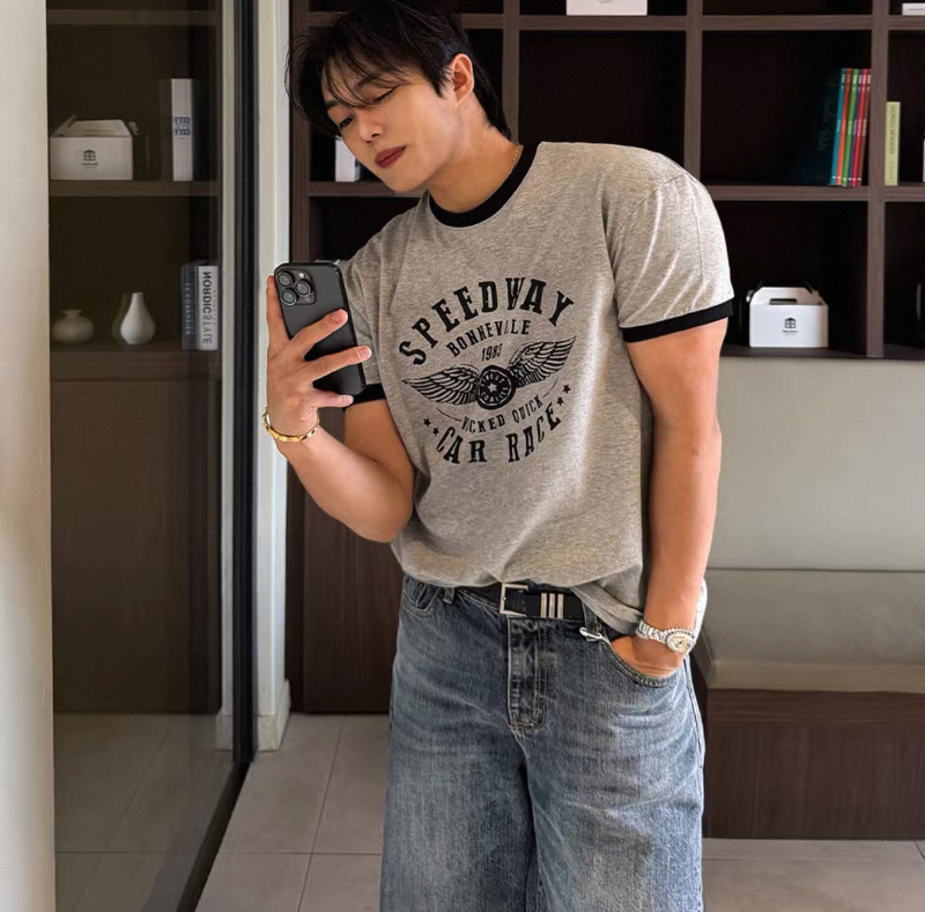 Speed way 復古圖騰 Ringer Tee
