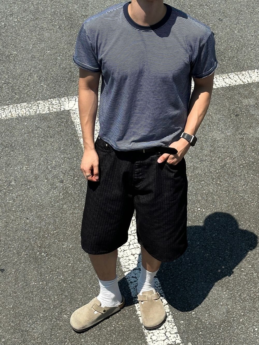 美式復古橫間短款純棉短袖｜3色入