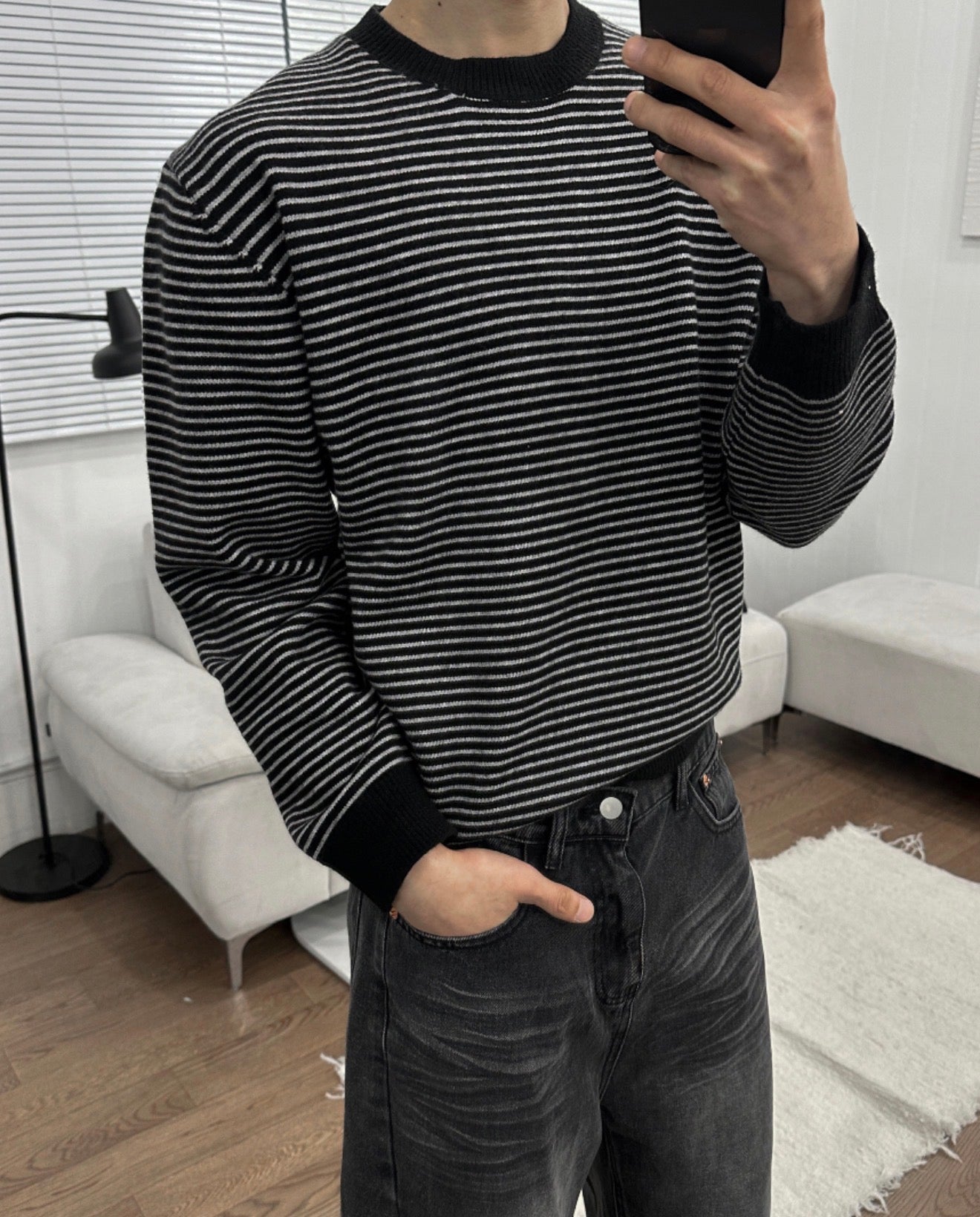 莫代爾圓領橫間針織衫｜3色入