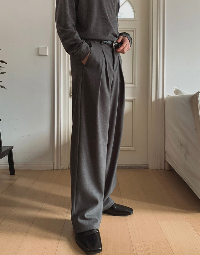 韓版基礎寬鬆西褲｜3色入