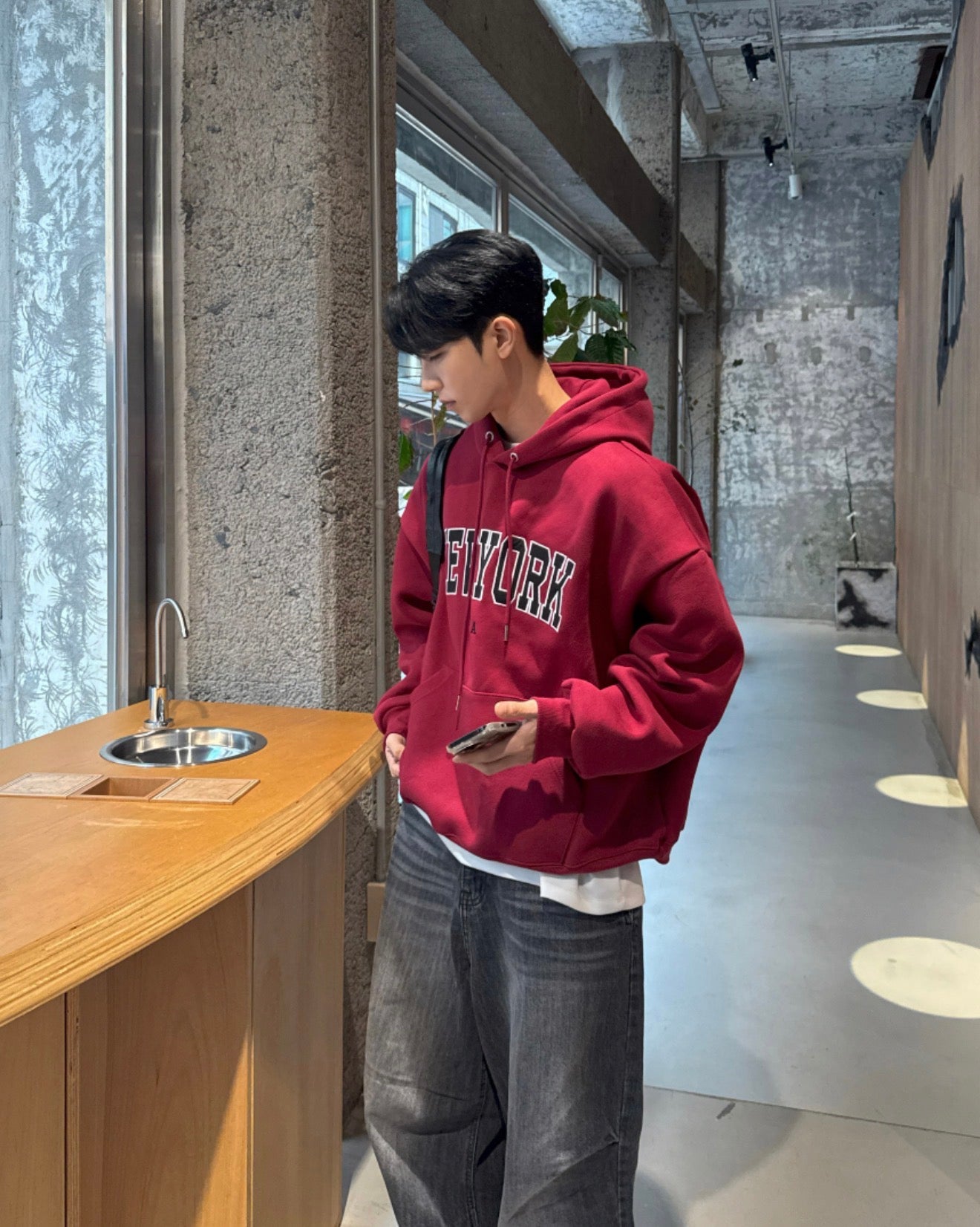 NEW YORK 刺繡連帽衛衣|5色入