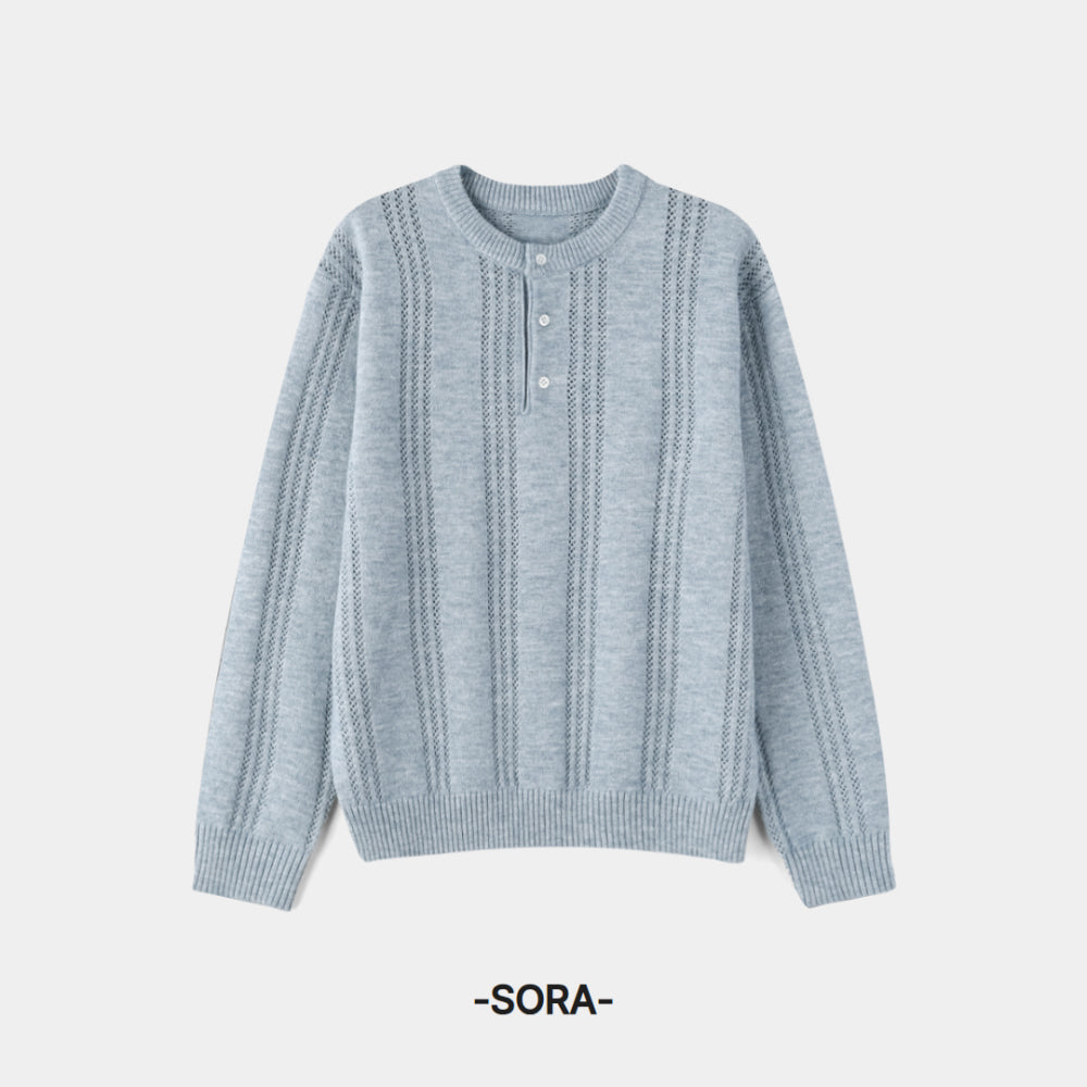 PREMIUM👑細麻花亨利領針織衫｜4色入