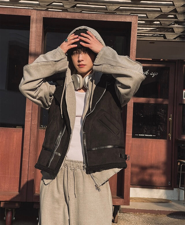 冬日感MAX ❄️皮革拼接背心Jacket｜2色入