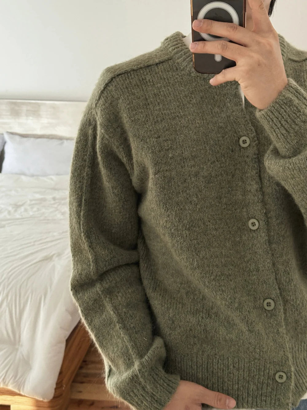 立體剪裁顯肩闊💪🏻圓領短款開胸針織衫｜6色入