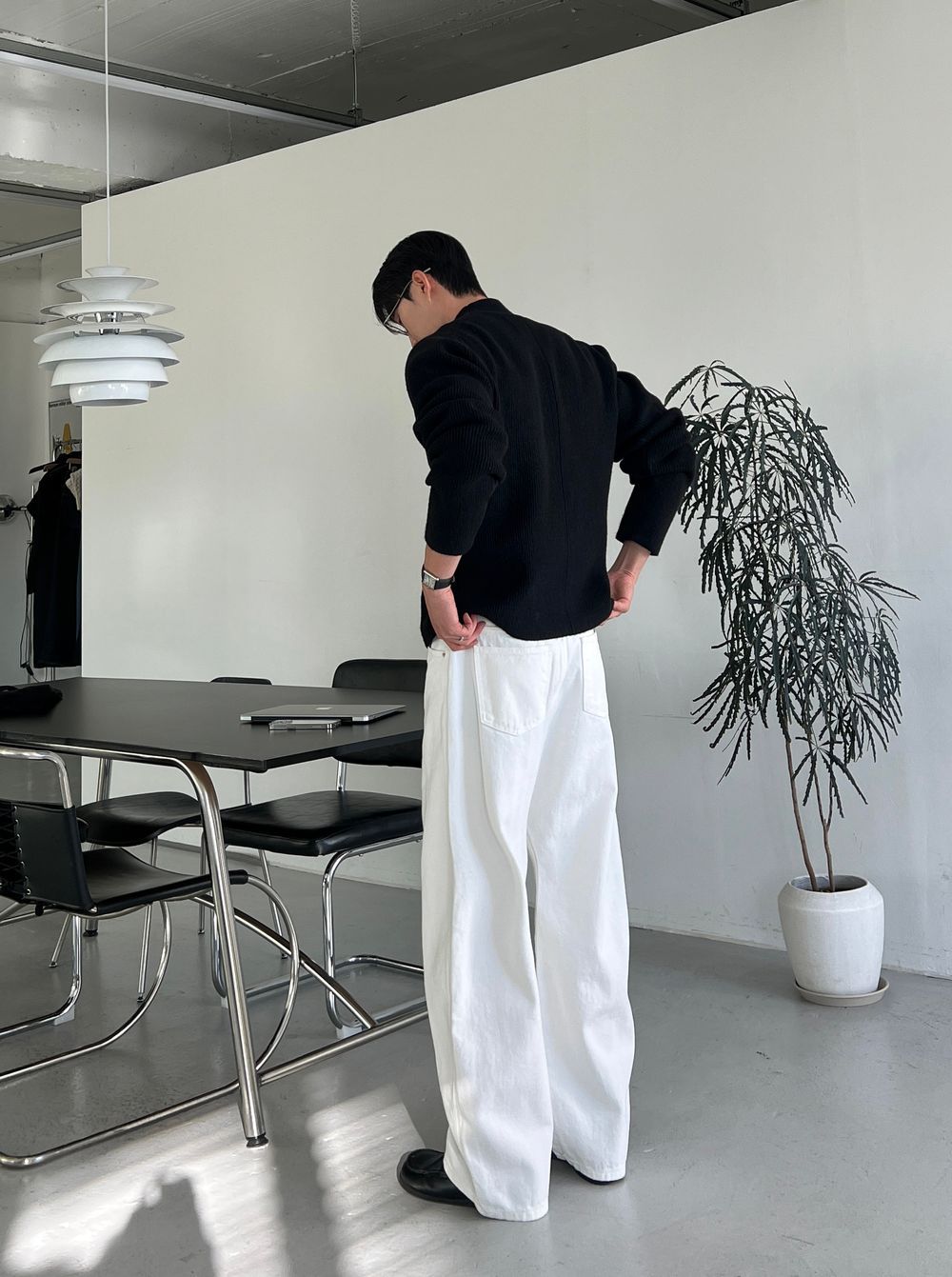 韓國大熱🔥人字紋弧形休閒褲｜3色入