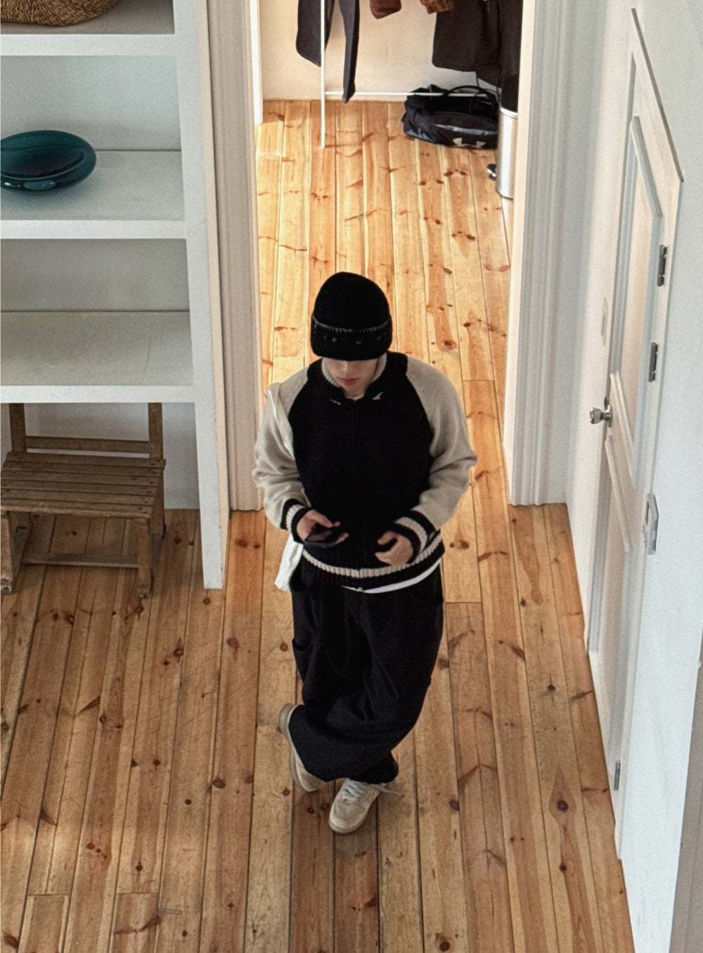 Zip up🧶太陽翻領開胸針織外套｜2色入