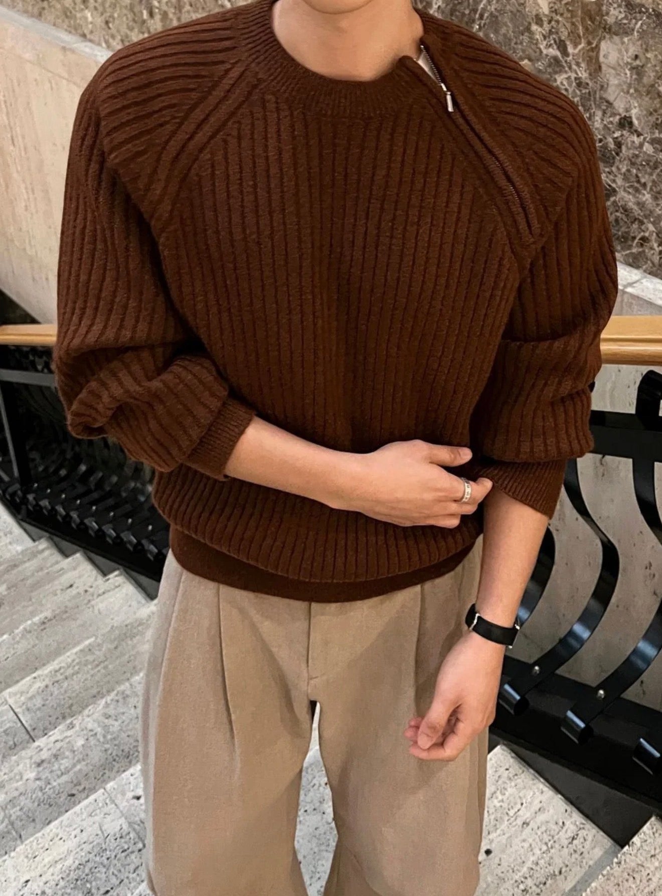 側拉鍊質感針織衫｜6色入