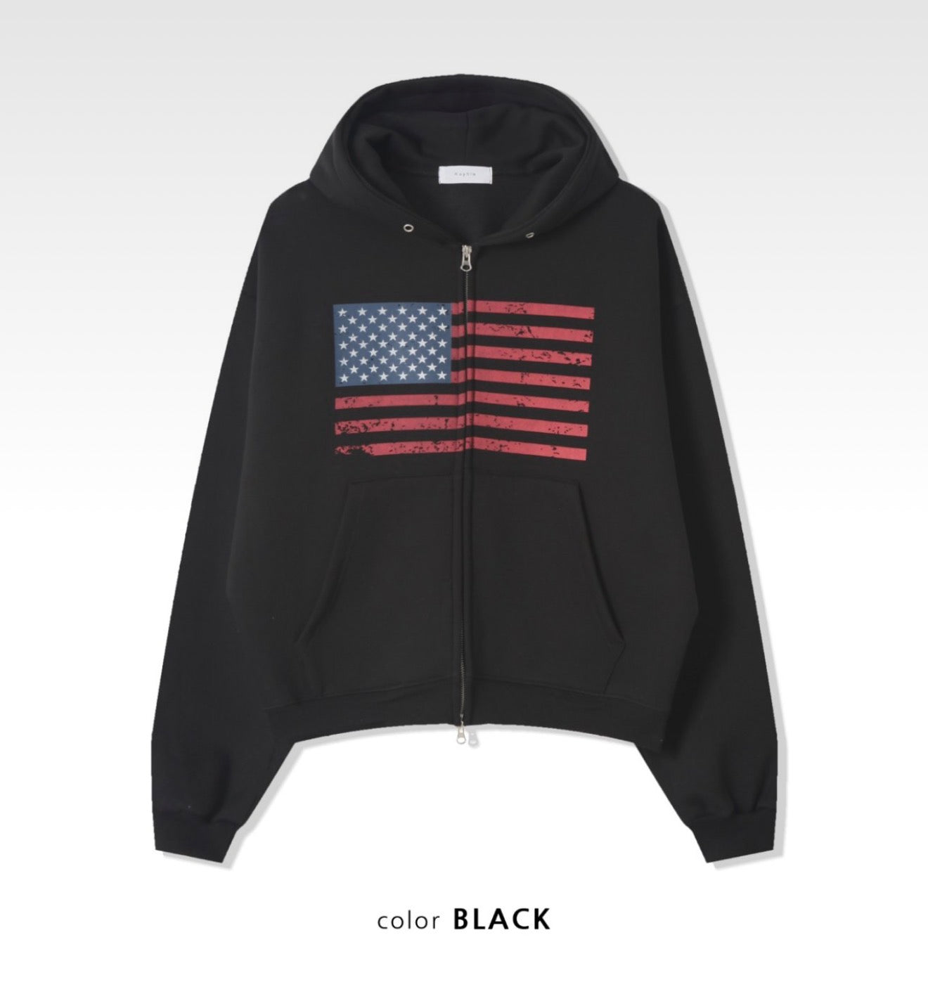 短版美國國旗印花雙頭拉鏈外套