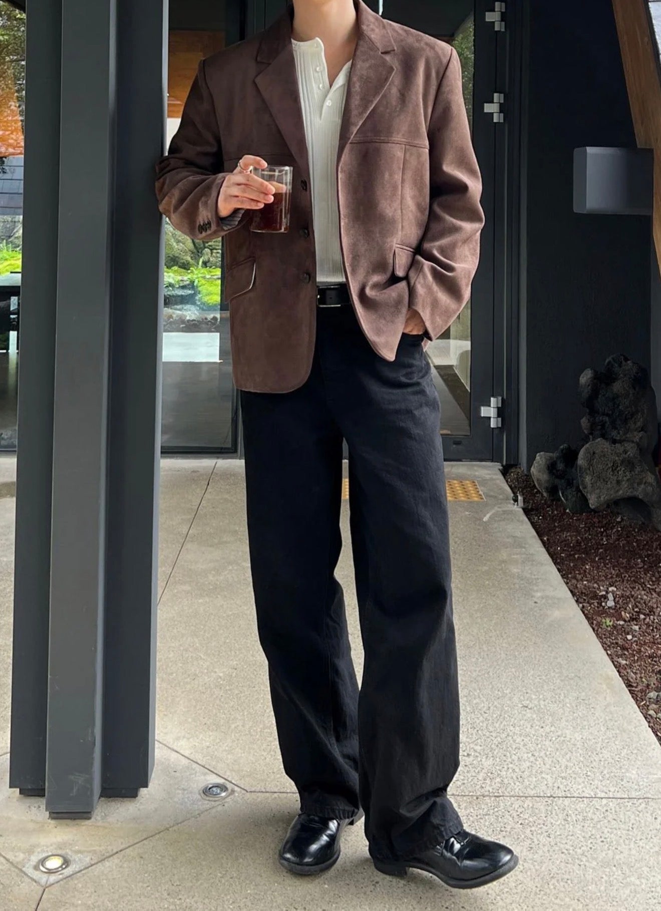 成熟風💼韓系麂皮西裝外套｜2色入