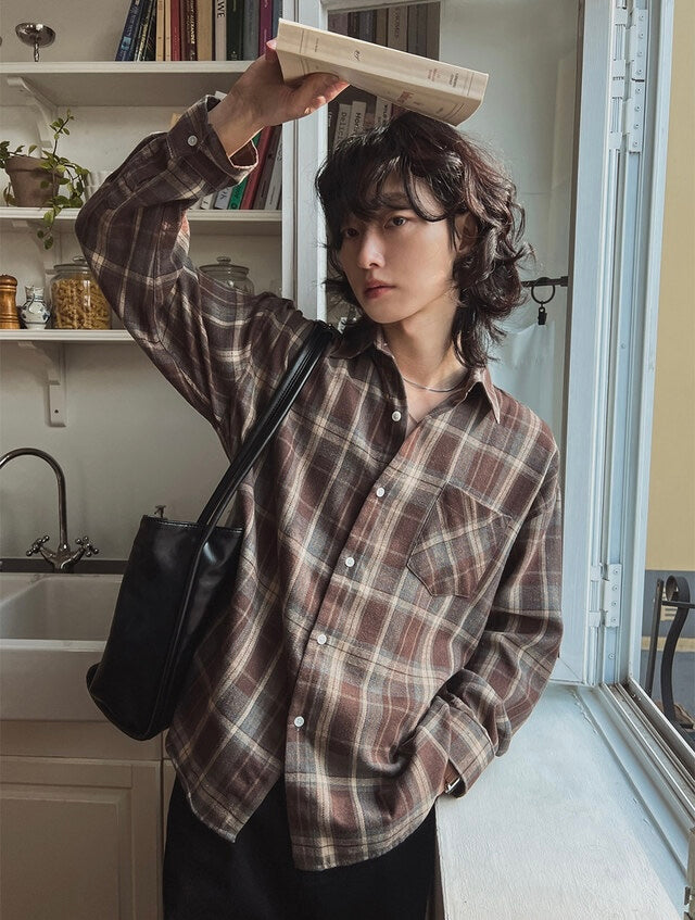 秋冬休閒格紋恤衫｜10色入