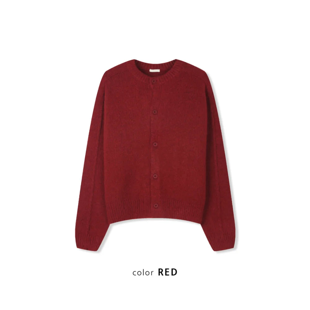 立體剪裁顯肩闊💪🏻圓領短款開胸針織衫｜6色入