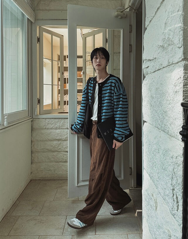 軟糯手感！短款橫間開胸針織外套｜2色入