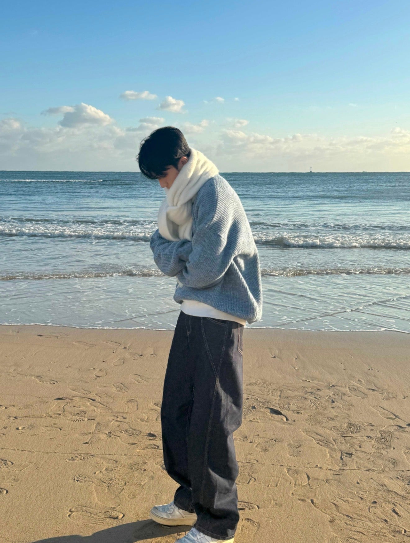 男友感Max！混色羊毛混紡寬鬆針織衫｜4色入