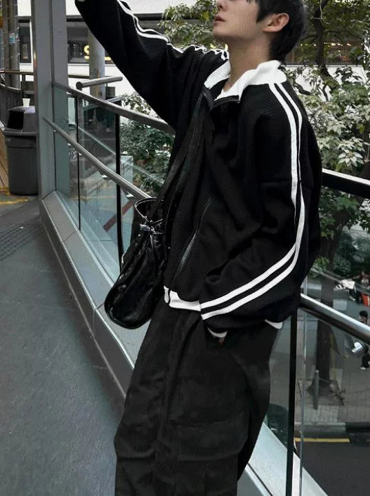 店主推薦! 撞色華夫格條紋外套｜2色入