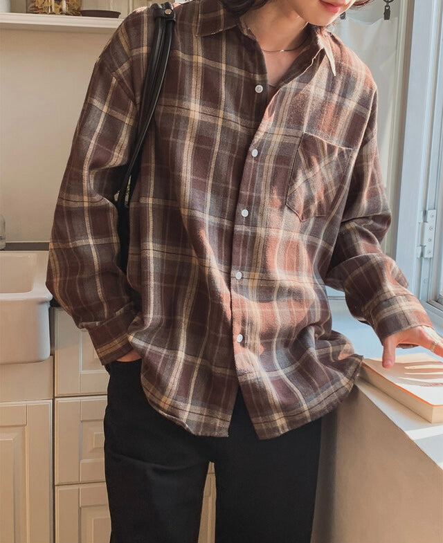 秋冬休閒格紋恤衫｜10色入