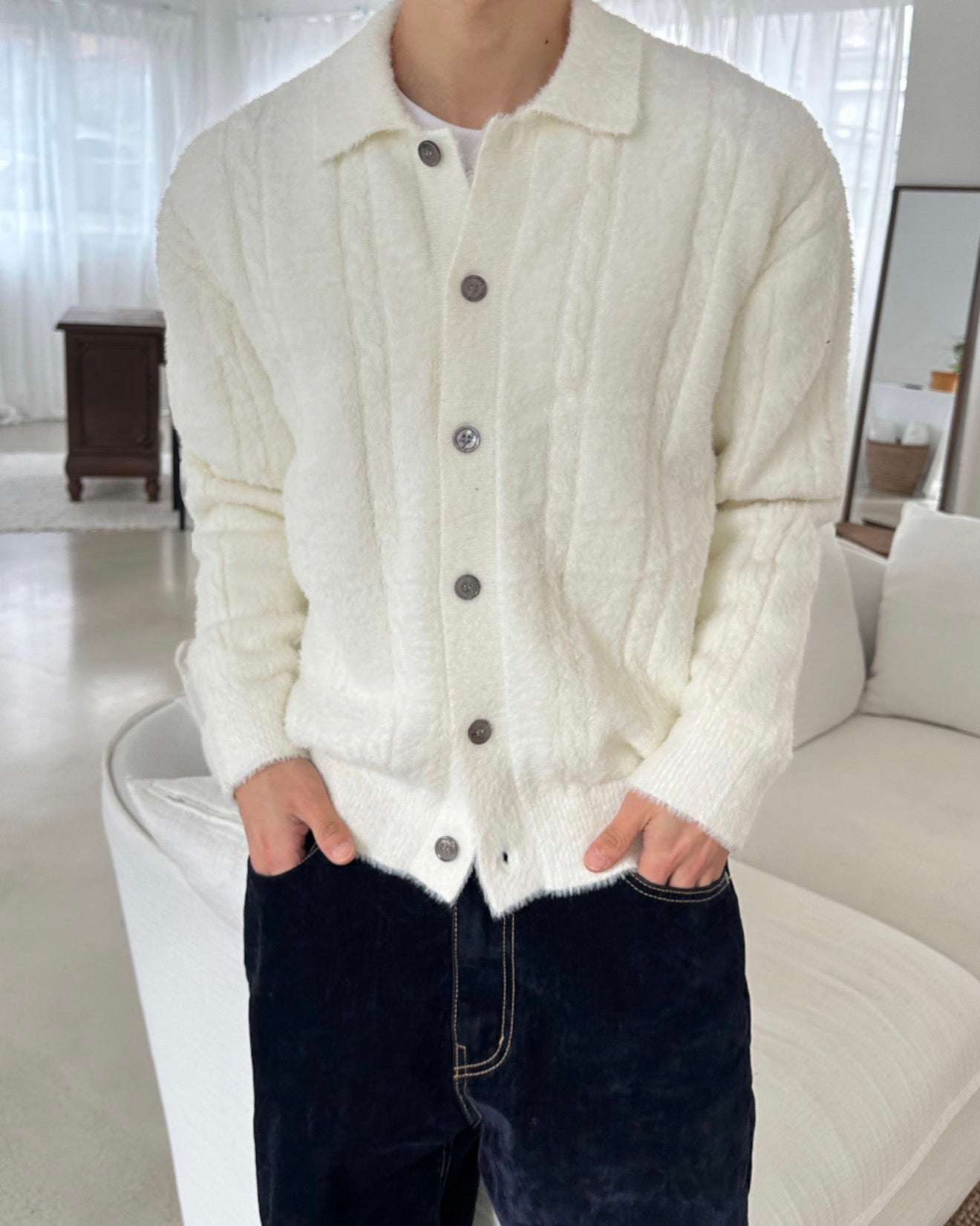 絨毛感🧶Angora山羊毛翻領麻花針織衫｜6色入