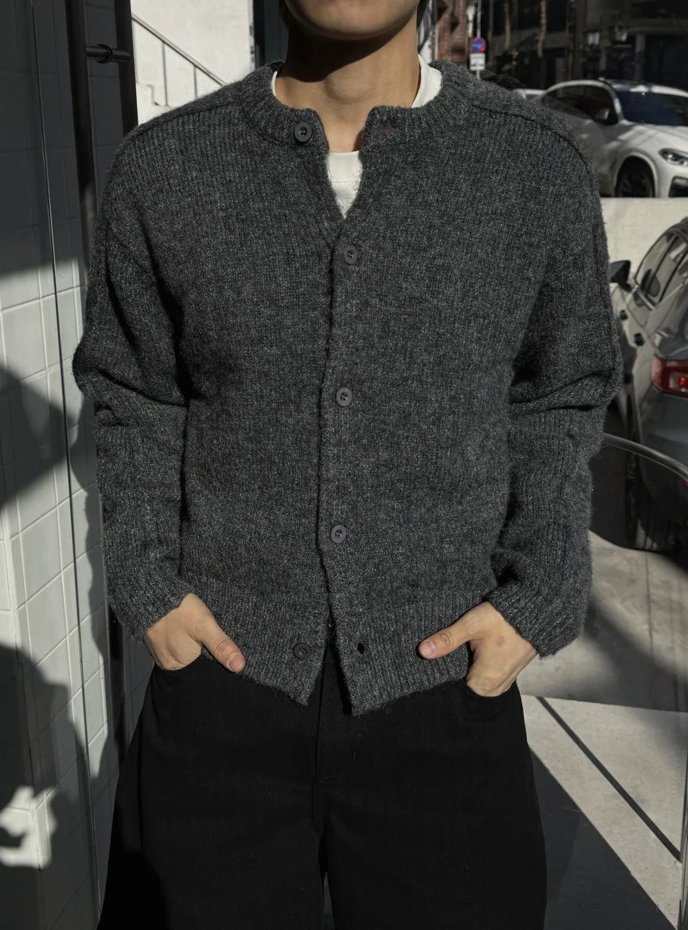 立體剪裁顯肩闊💪🏻圓領短款開胸針織衫｜6色入