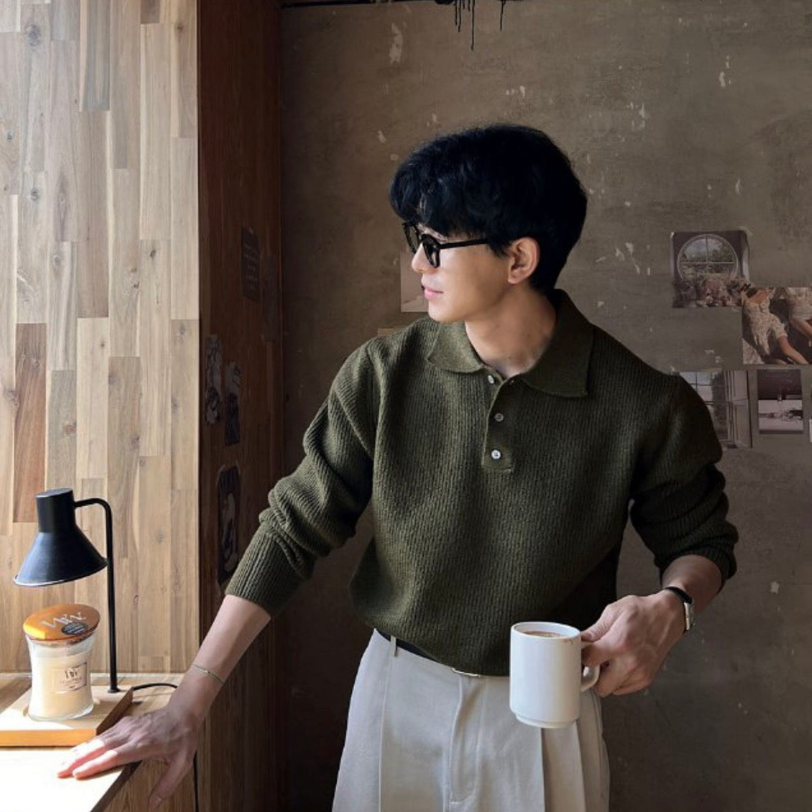 (休閑穩重感！)純色翻領POLO針織上衣｜9色入