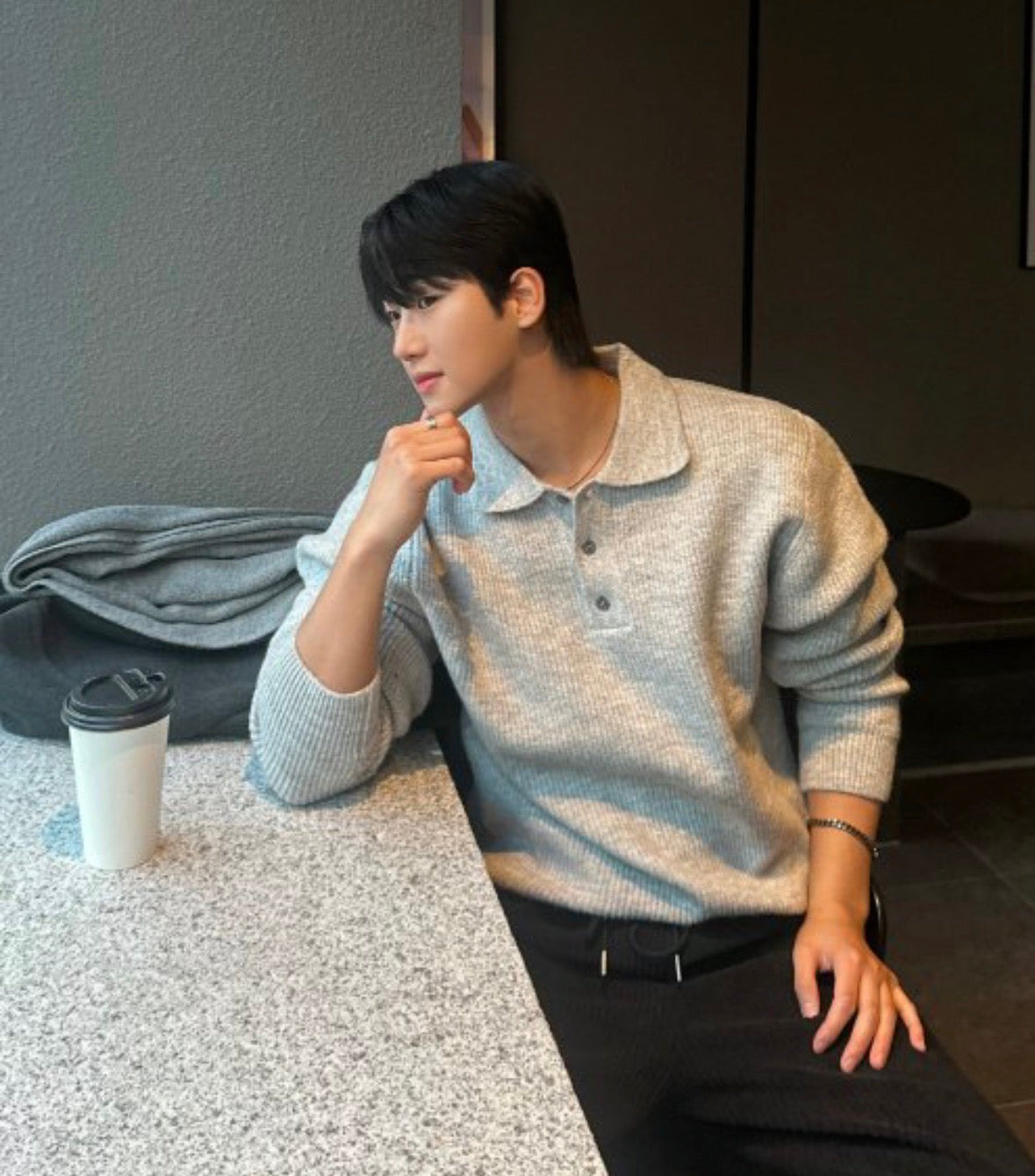 (休閑穩重感！)純色翻領POLO針織上衣｜9色入