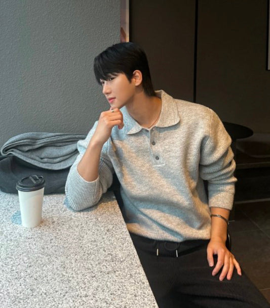 (休閑穩重感！)純色翻領POLO針織上衣｜9色入