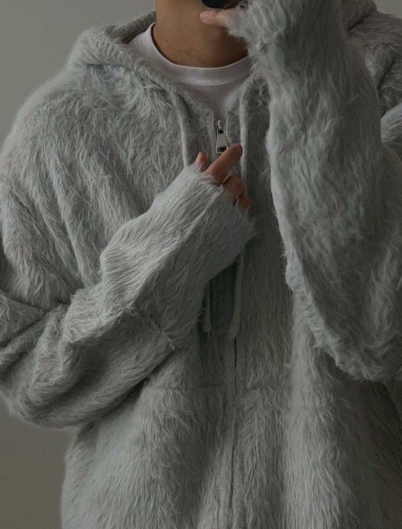 超保暖軟糯馬海毛雙拉鏈針織外套｜4色入